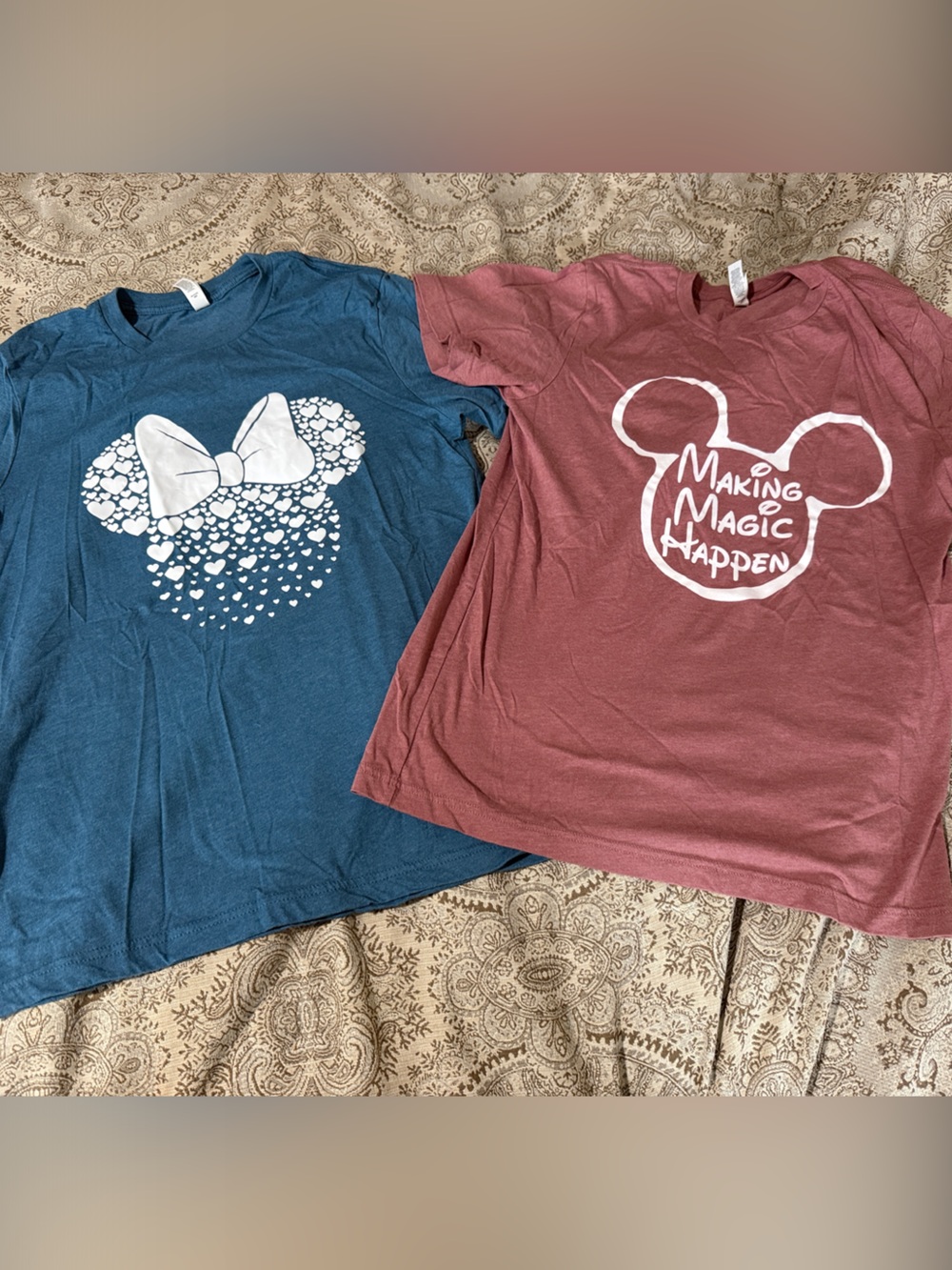 Bella Canvas Blue and Mauve Short Sleeve Disney Tees